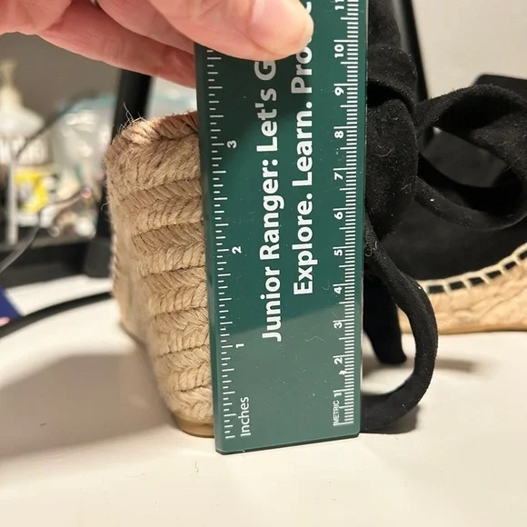 Etienne Aigner Espadrille Lace Up Ankle Strap Black Suede Open Toe Sandal 6 - Picture 13 of 13